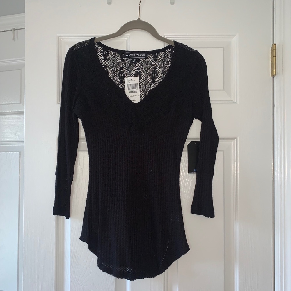 Almost Famous Black Lace Top- SIZE MEDIUM